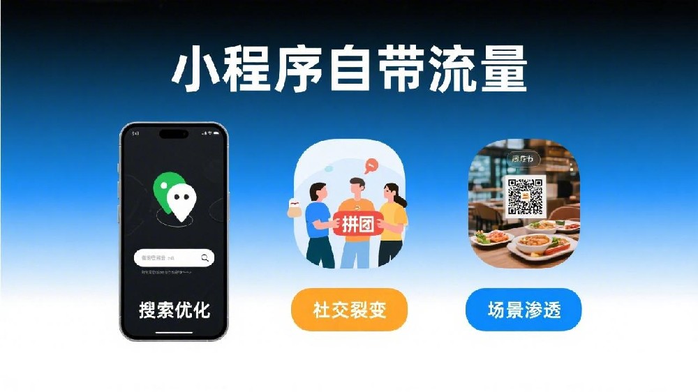 擎虫 SaaS 系统赋能，小程序自带流量！搜索、社交、场景三大科技引流法全解析